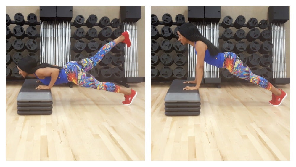 incline push up with reverse leg raise None