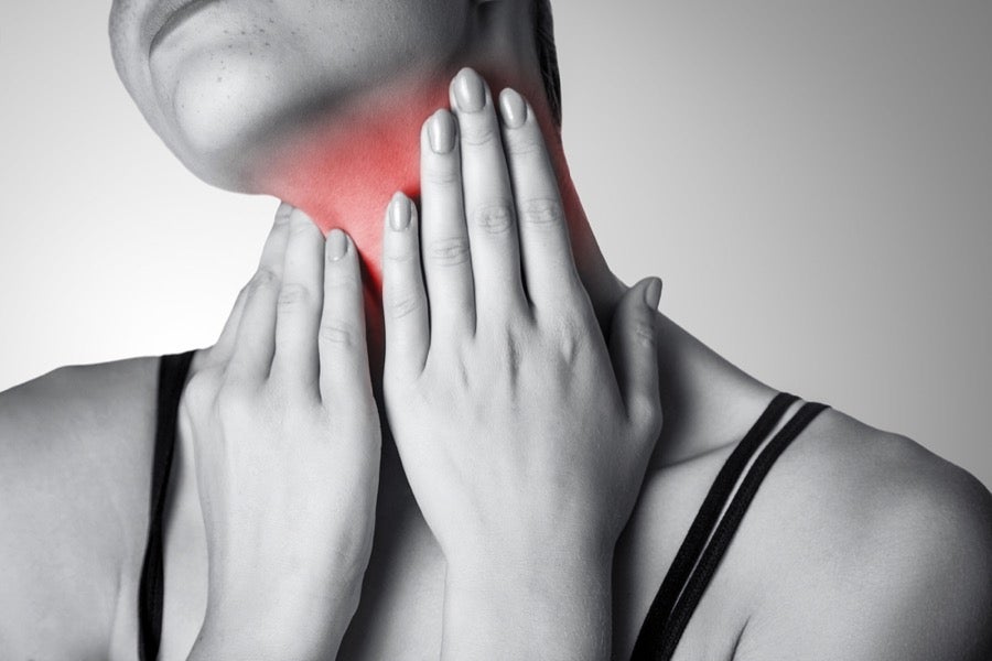 sore throat and sweating