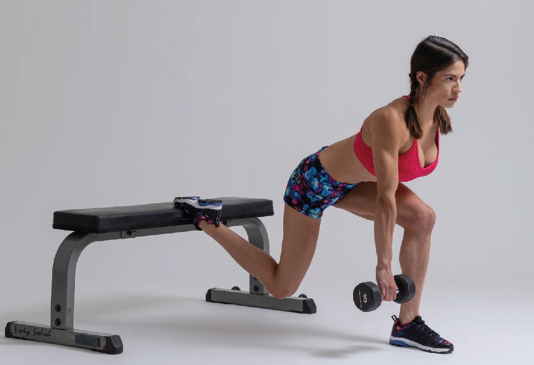 Angled-Dumbbell-Bulgarian-Split-Squat Angled Dumbbell Bulgarian Split Squat