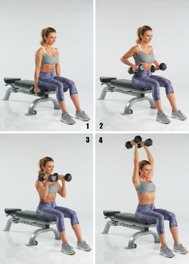 Seated-Dumbbell-Upright-Pull-Press-Combo Seated dumbbell upright pull/press combo for bolder shoulders