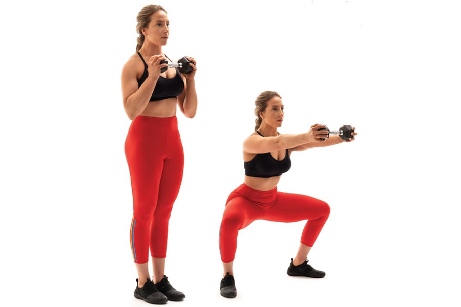IMG 4 Pop squat with forward dumbbell press exercise