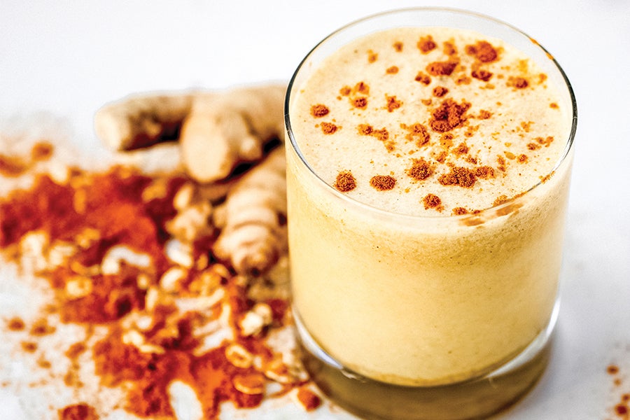 Turmeric Tumeric smoothie in glass