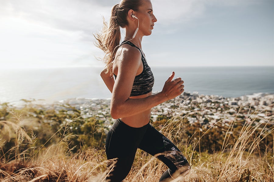 Inner Thighs Woman running outdoors by the ocean
