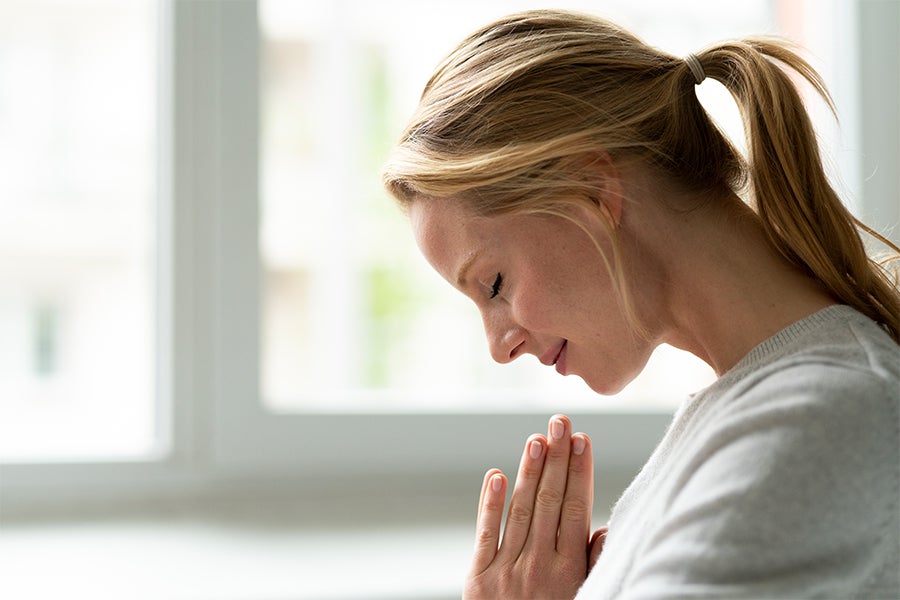 Meditation Woman meditating inside