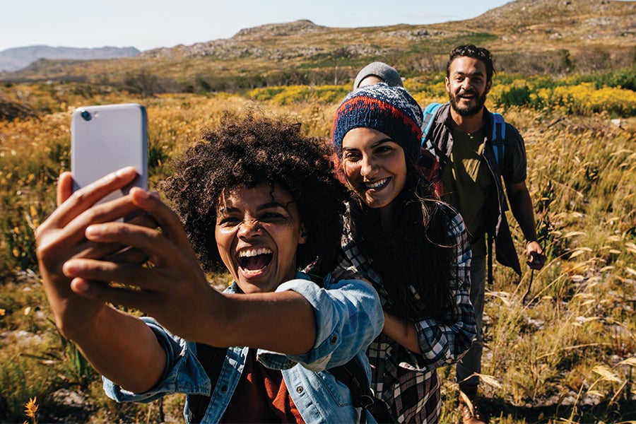 Happiness Group of young adults smiling outdoors