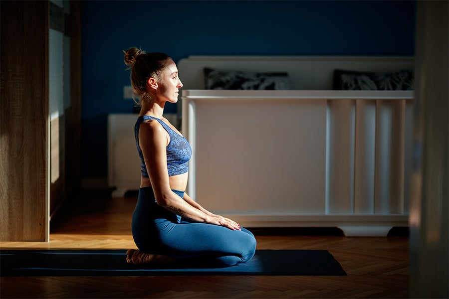 Stress Woman meditating inside