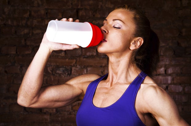 Woman Drinking Protein None