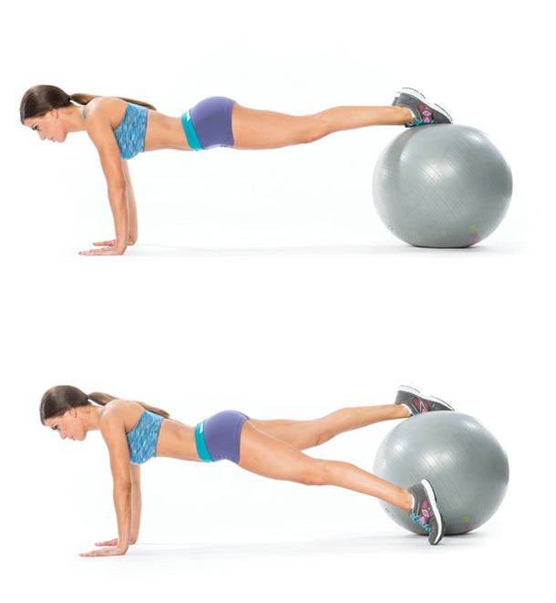 Swiss Ball Plank Touchdown None