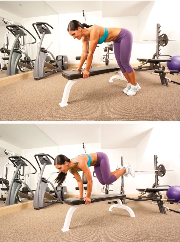 Lateral-Bench-Hop-Start-and-Finish Lateral bench hop cardio workout for toned legs