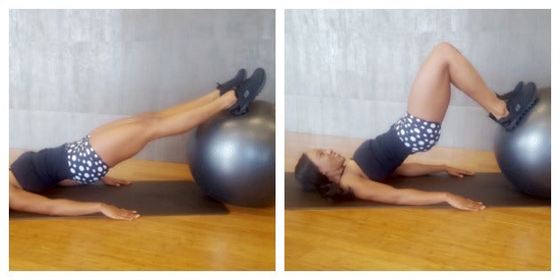 swiss ball hamstring curl Swiss-ball hamstring curl workout for glute-ham tie-in