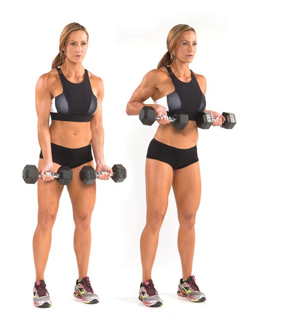 Dumbbell-Drag-Curl-Oxygen Drag curl workout in Erin Stern's total body training