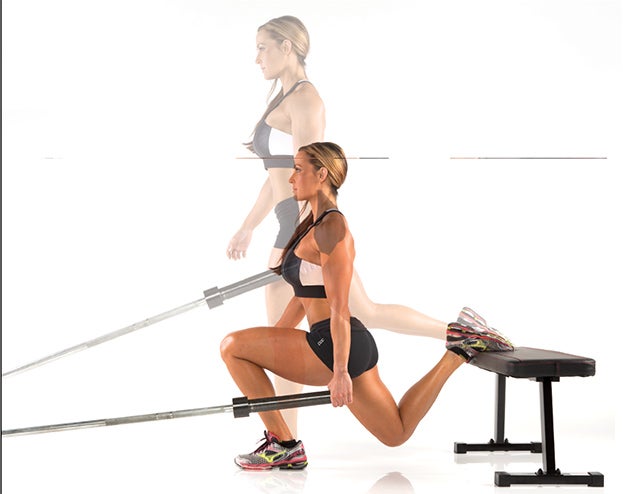 Landmine-Bulgarian-Split-Squat-Oxygen Iron cross workout in Erin Stern's total body training