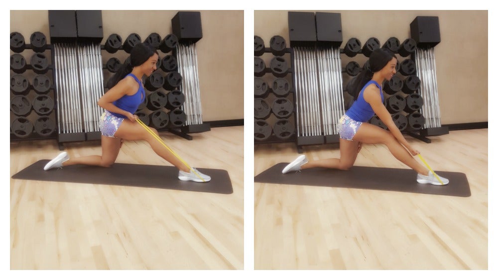 Band one-hand back row at home workout