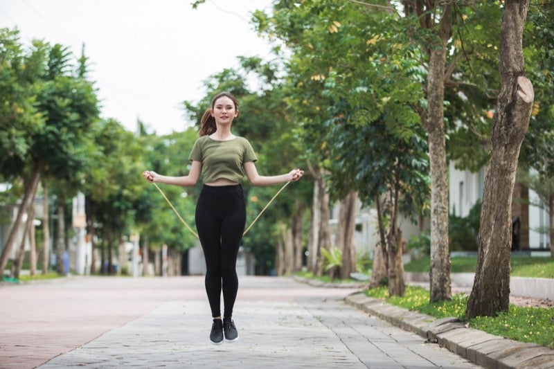 jump roping in home gym