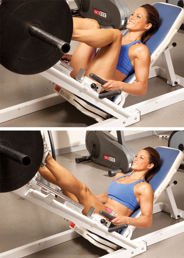 Leg-Press woman on leg press machine