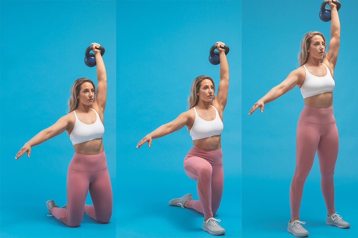Overhead Hold Kneel-to-Stand Overhead Hold exercise