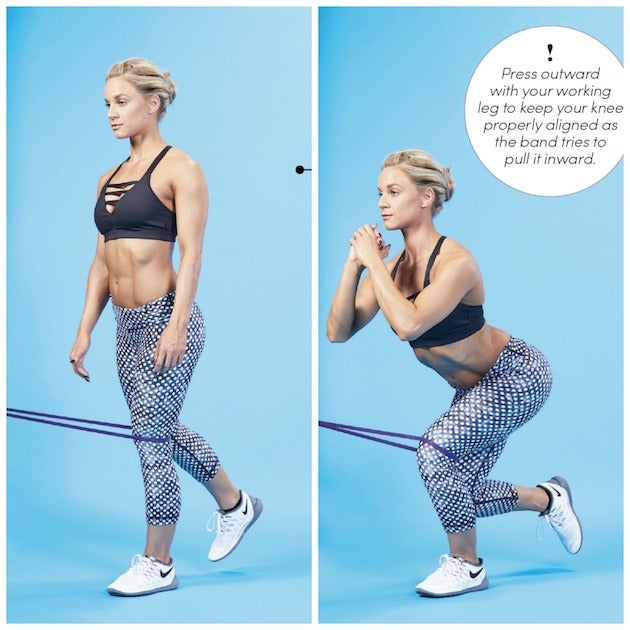 band assisted single-legged squat final Band-Assisted Single-Legged Squat