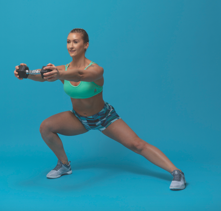 Dumbbell Lateral Lunge with Front Raise