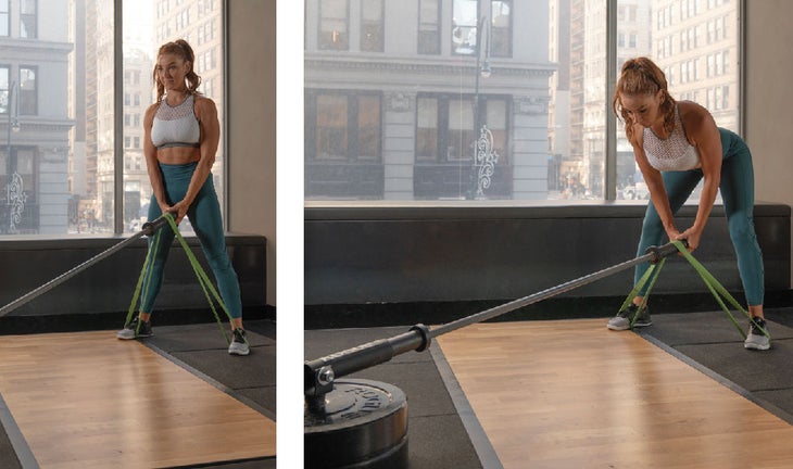 Baded-Landmine-Romanian-Deadlift Resistance Band Landmine Romanian Deadlift