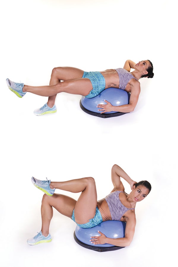 Crunch BOSU-Ball Single-Legged Cross Crunch