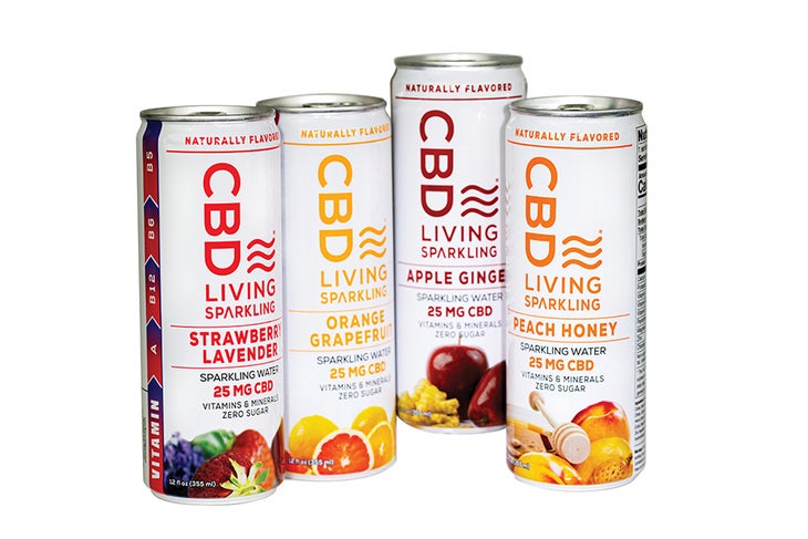 Four different flavors of CBD living sparkling water