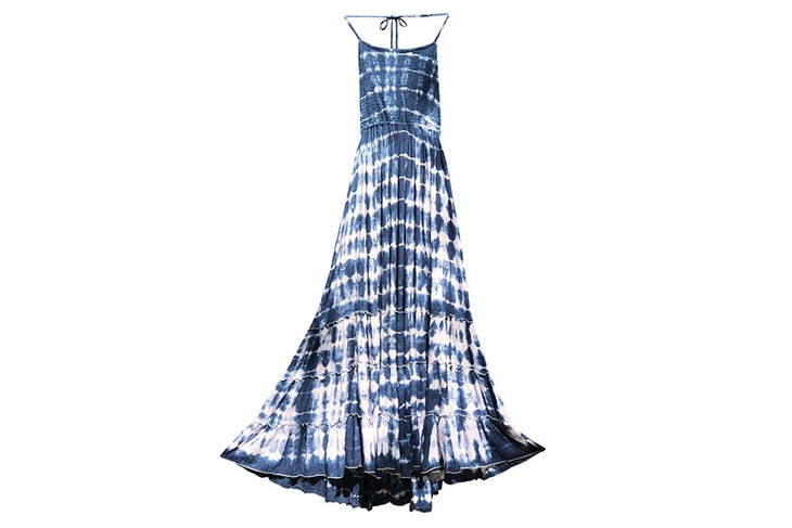 Blue tie-dye maxi dress
