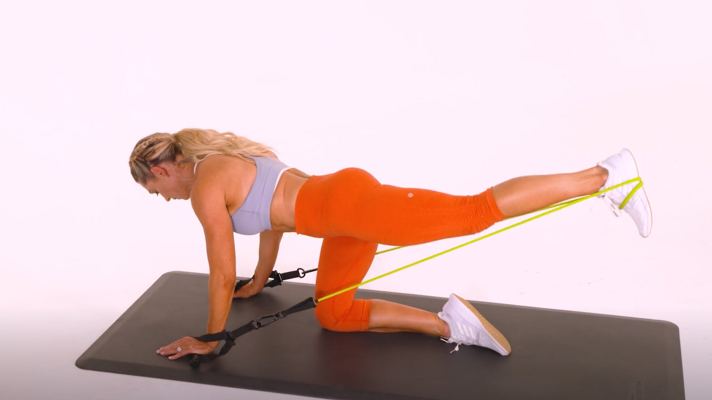 Resistance Band Quadruped Glute Kickback (+ close up of wrapping