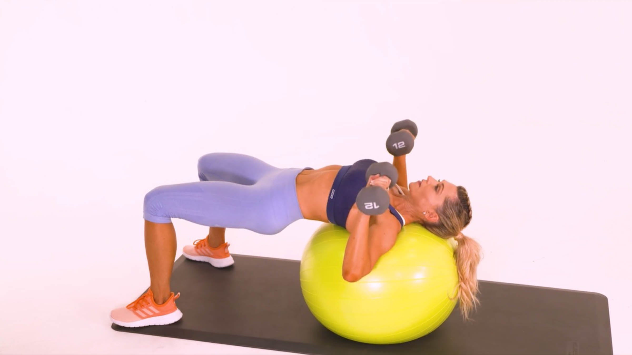 StabilityBall TwoArm Dumbbell Chest Press Oxygen Mag