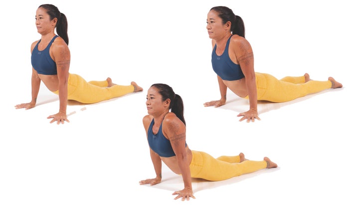 Woman demonstrating scapular floss