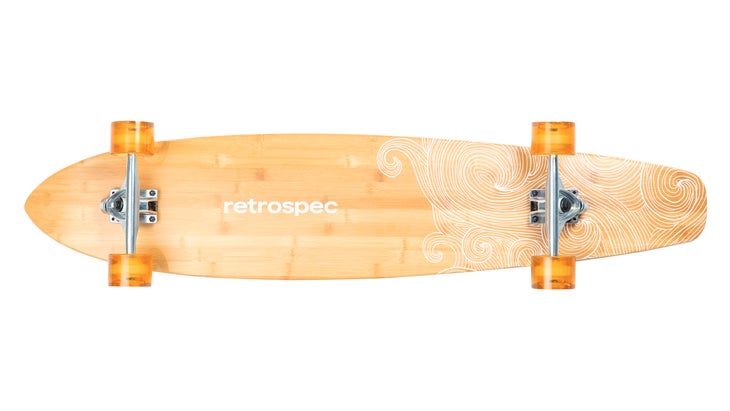 Bottom view of Retrospec longboard