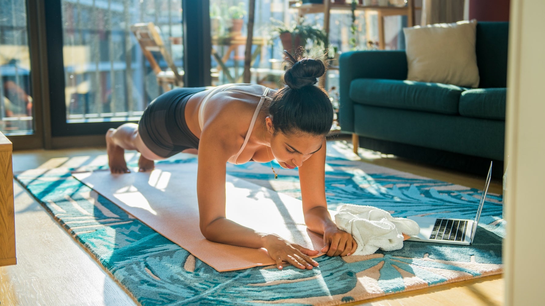 Woman Doing Planks for Fitness Test