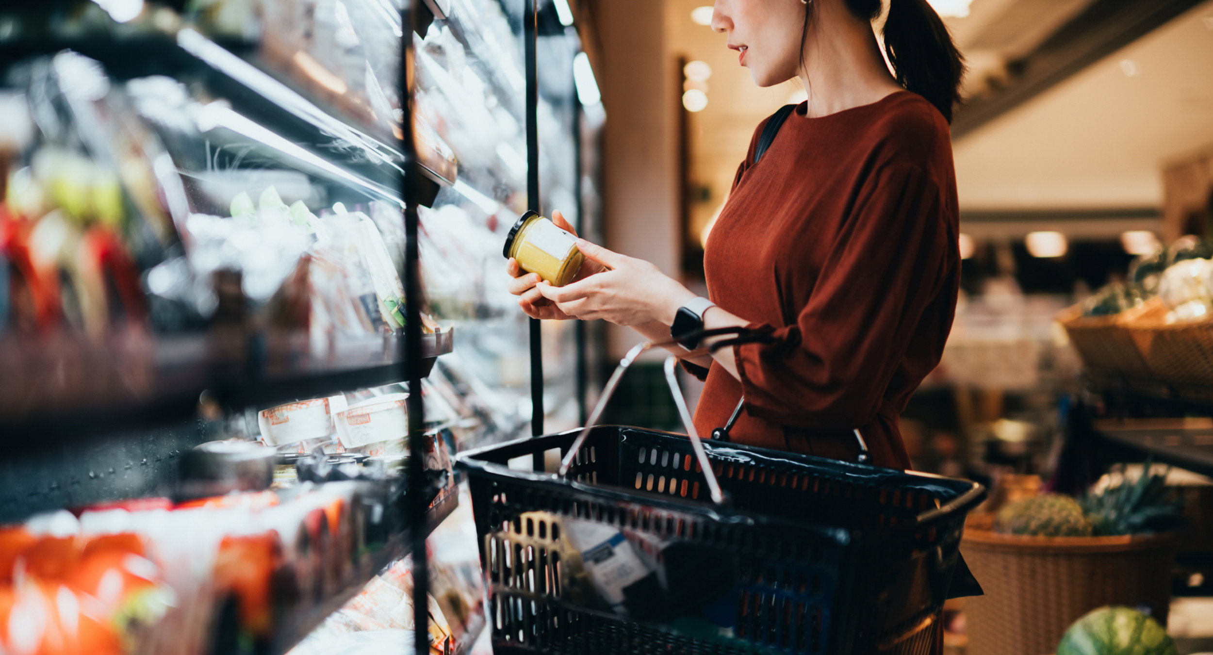 Woman shopping in a food market