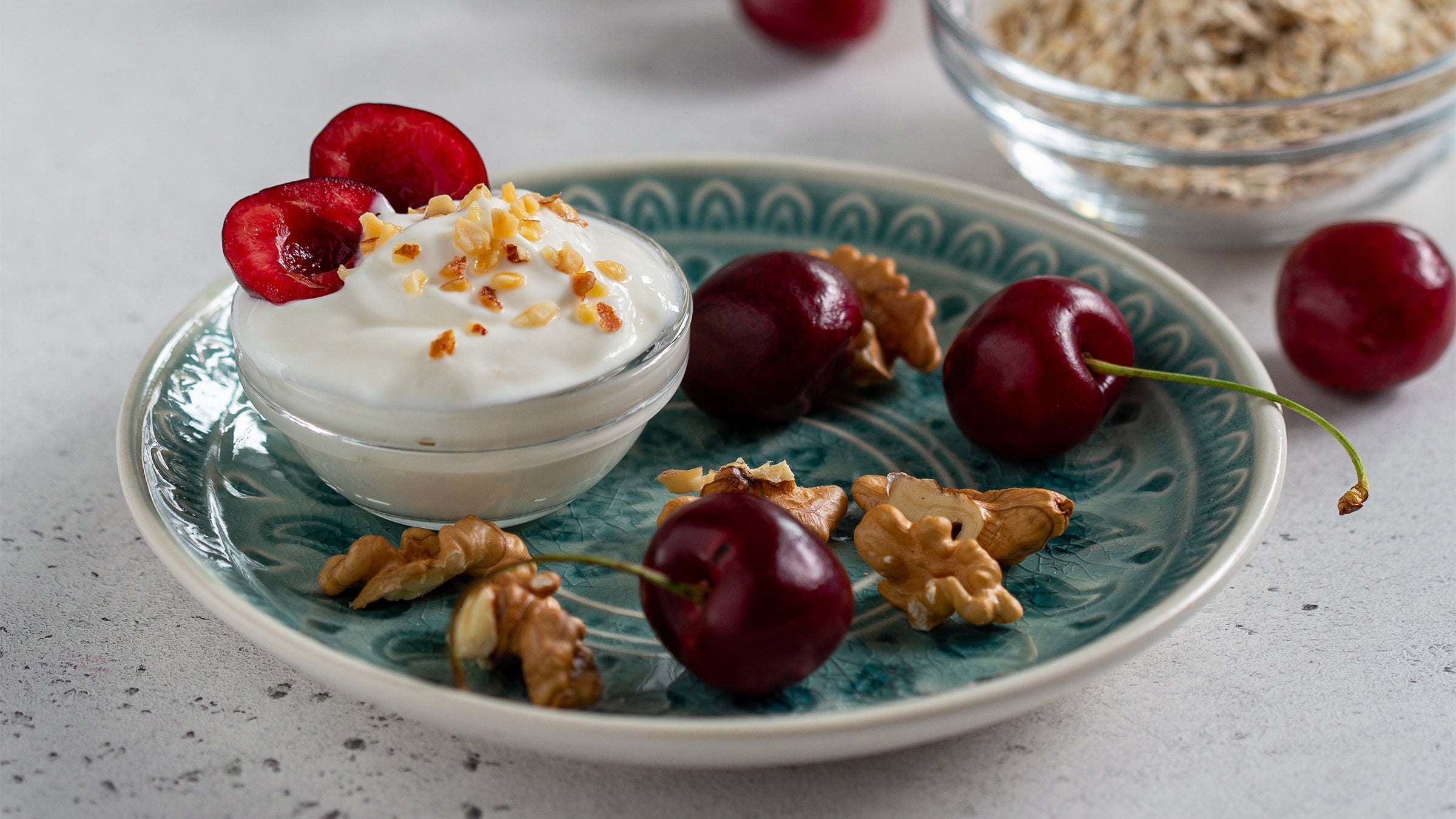 Yogurt with Cherries and Walnuts