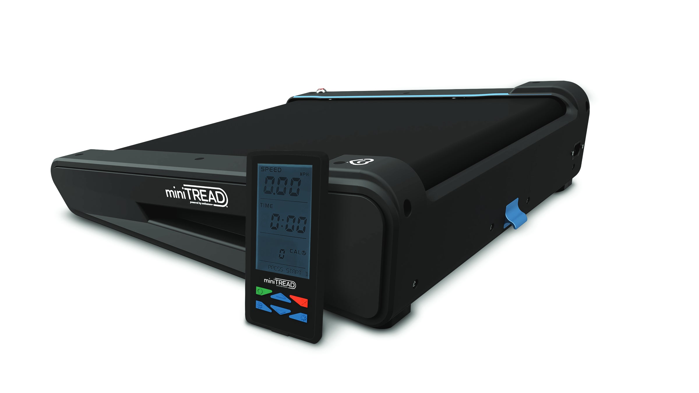 Black desk treadmill with remote